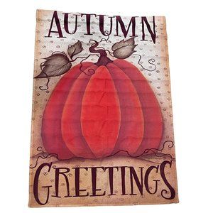 Two-Sided Fall Autumn Greetings Yard Flag 40"x29" Fall Pumpkins Thanksgiving